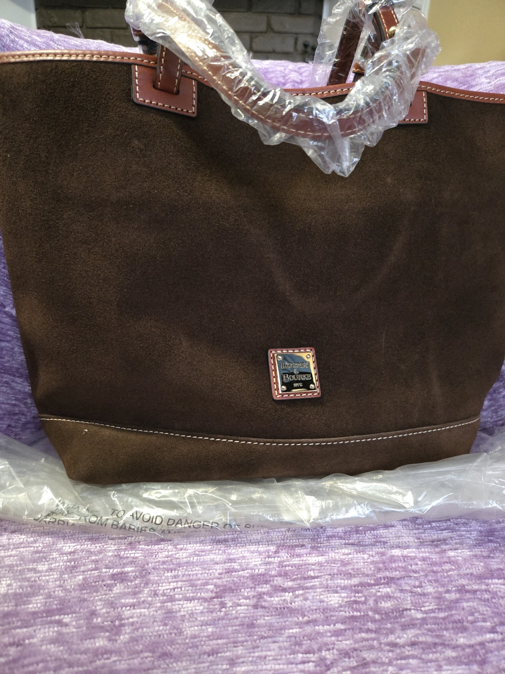 Dooney & Bourke Brown Suede CHARLESTON Tote Bag - Classic Women's Carryall. NWT